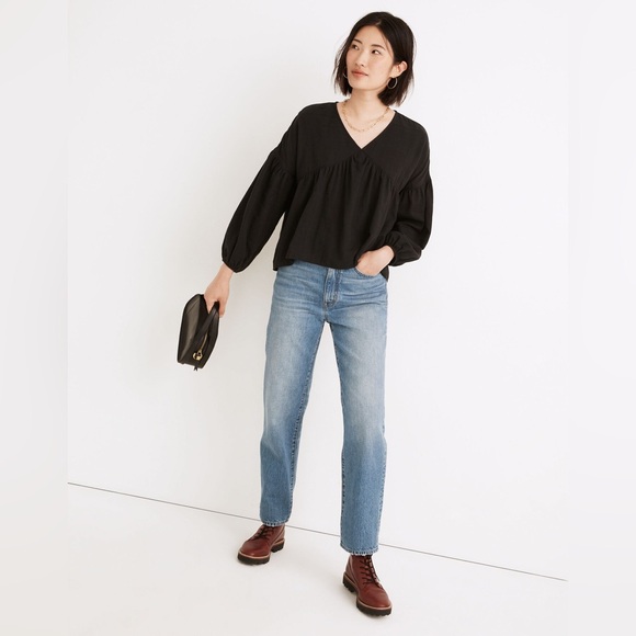 NWT Madewell Monterey Top in True Black, L - Picture 4 of 14